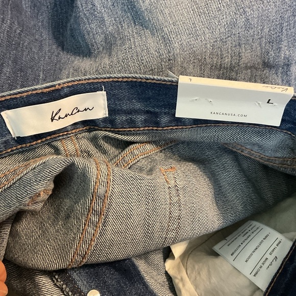 NWT KanCan Blue Distressed Jean Shorts Raw Hem Vintage 90s Style Sz Lg - Picture 9 of 10